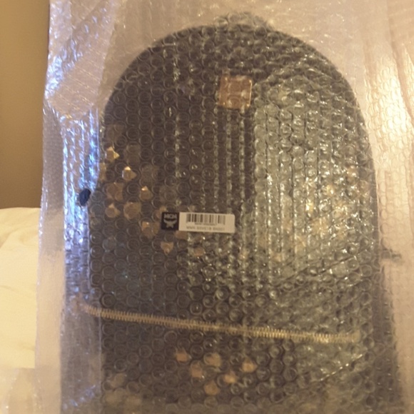 MCM Black Backpack Medium size, with studs! NWOT. - Picture 6 of 10